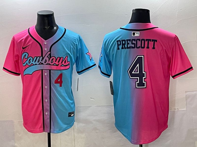 Men 2025 Dallas Cowboys #4 Prescott Blue pink Nike Limited NFL Jersey style 002